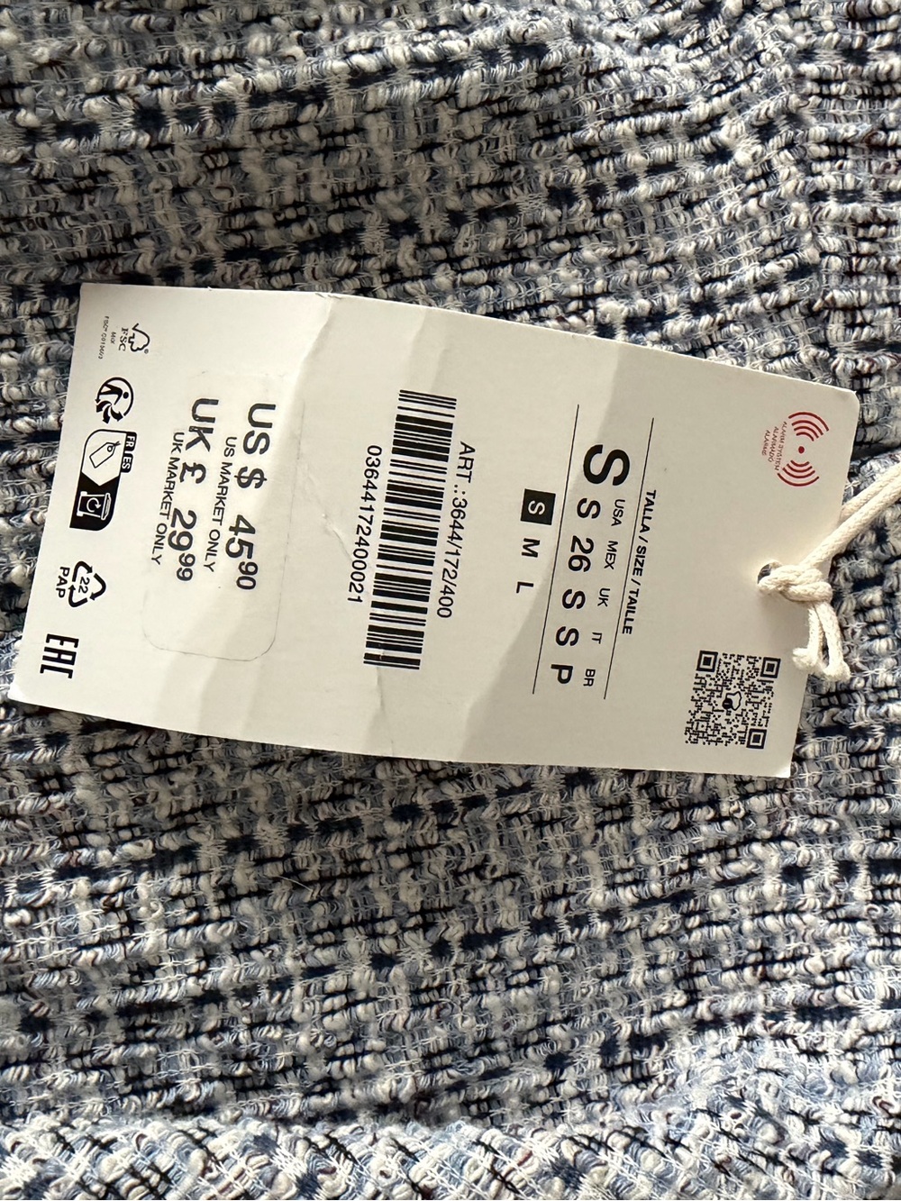 Zara Textured Blue-White Sweetheart Peplum Top - Picture 6 of 6
